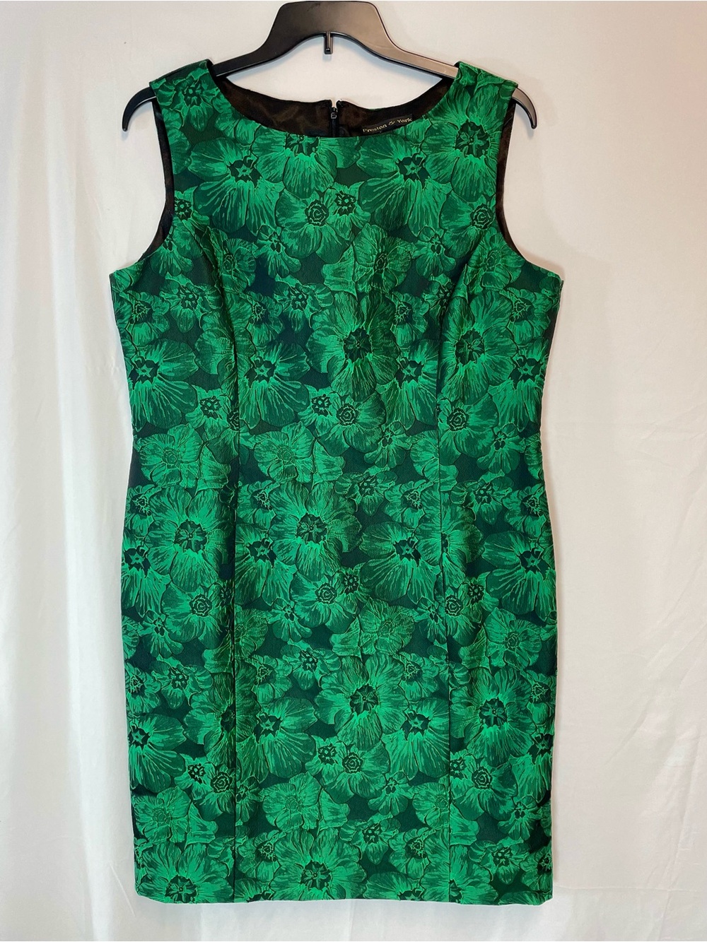 Preston & York Sheath Dress Womens 18 Black green Scoop Neck Party Cocktail